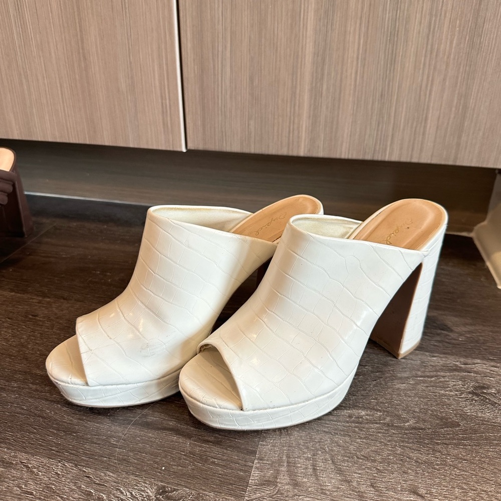 Chunky White Heels
